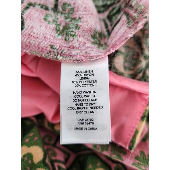 House of Harlow 1960 Linen Blend Green & Pink Floral Halter Dress with Pockets M - Picture 5 of 7